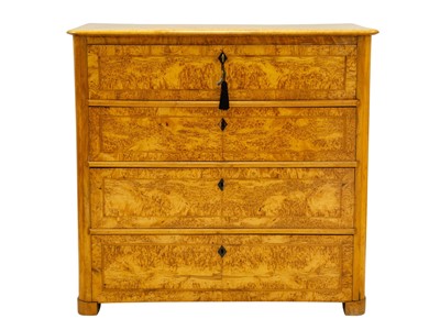 Lot 985 - A Biedermeier satin birch secretaire chest.