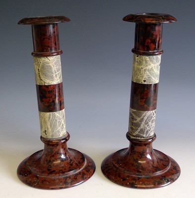 Lot 266 - Pair of Victorian red and grey serpentine...