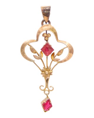 Lot 243 - An antique 9k gold with paste pendant.