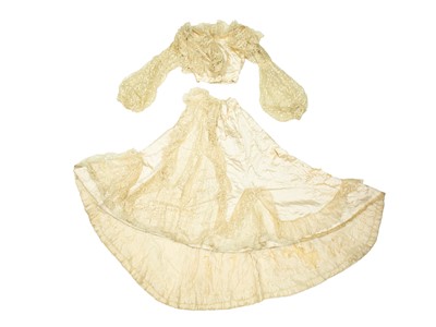 Lot 569 - A late Victorian ivory silk two-piece wedding dress.