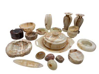 Lot 27 - A quantity of carved onyx, comprising bowls,...