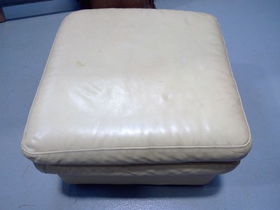 Lot 90 - A Cream Leather Pouffe.