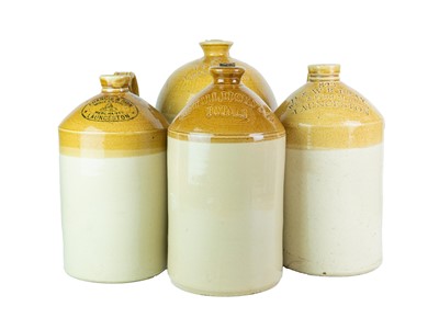 Lot 748 - Local interest. Three Launceston stoneware flagons.