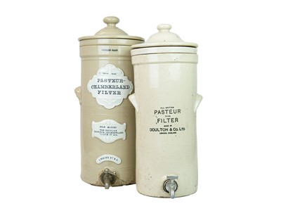 Lot 710 - A late 19th century 'Pasteur Chamberland' stoneware water filter, with lid.