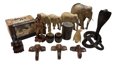 Lot 56 - Carved wooden items, African and Oriental,...