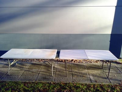 Lot 87 - Two Trestle Tables. 74cm tall, 180cm long and...