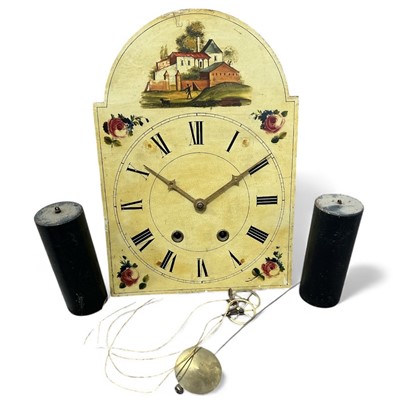 Lot 76 - A long case clock hand-painted face, mechanism,...