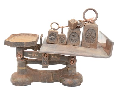 Lot 96 - A set of Wilcox and Walsh GPO (General Post Office) parcel scales, with cast iron base.