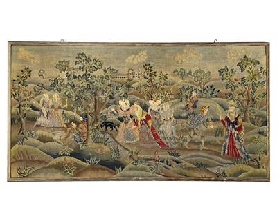 Lot 540 - A large late 19th century woolwork panel.