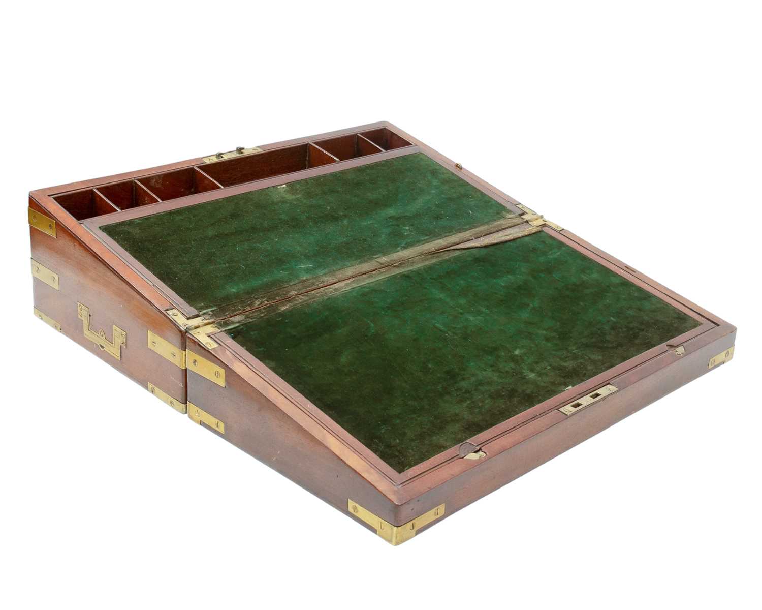 Lot 24 - A 19th century mahogany and brass bound writing slope.