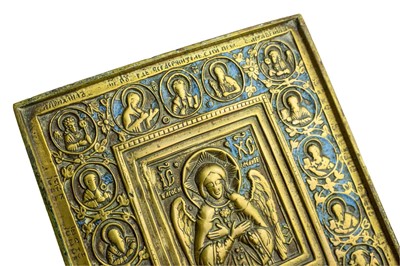 Lot 42 - A 19th century Russian Orthodox brass icon.