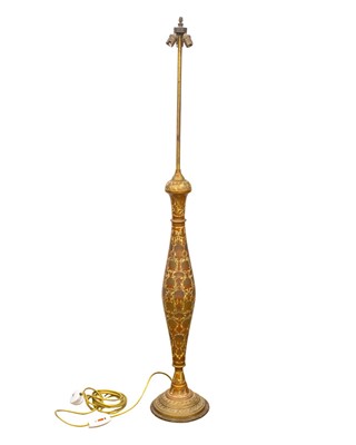 Lot 514 - An Indian Benares enamelled brass standard lamp.