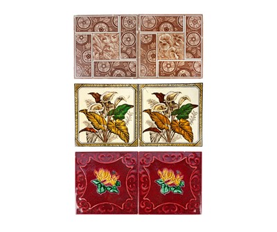 Lot 287 - Six Victorian patterned tiles.