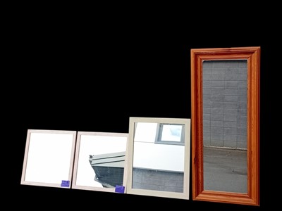 Lot 81 - Three washed wood finish wall mirrors, two 45...