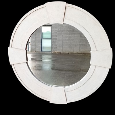 Lot 92 - A painted framed round wall mirror 103cm across.