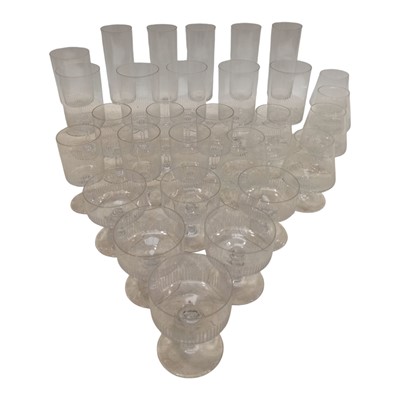 Lot 82 - Five sets of Mid-Century etched crystal...