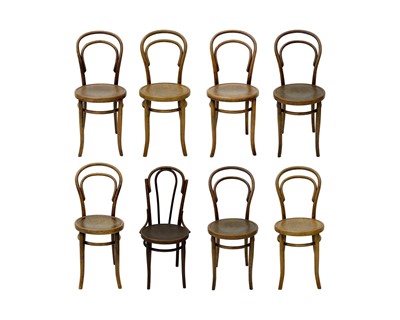 Lot 975 - A set of seven bentwood bistro chairs.
