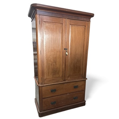 Lot 33 - An Edwardian mahogany gentleman's wardrobe...
