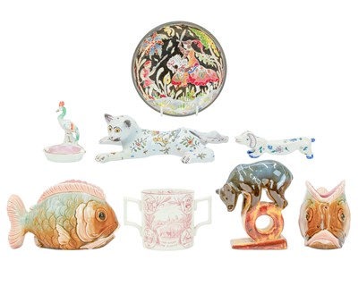 Lot 286 - A pair of Eichwald pottery fish planters.