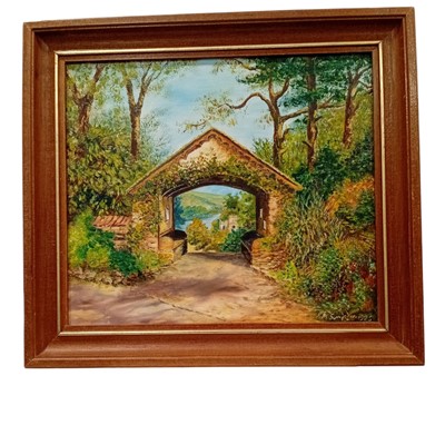 Lot 116 - S M Simpson, Oil on board, Lytch Gate St Just...