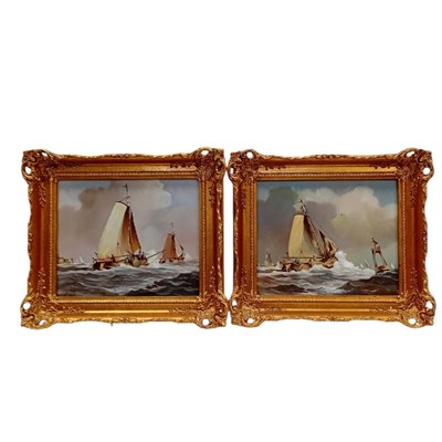Lot 120 - Two Nautical scenes, Gouache on board,...