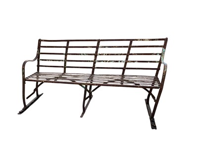 Lot 873 - A late 19th/early 20th century wrought iron garden bench.