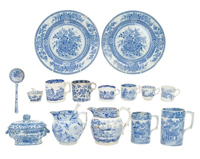 Lot 340 - A collection of 19th century blue and white pottery.
