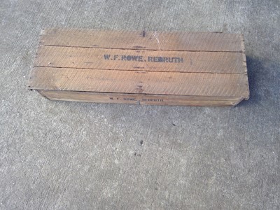 Lot 124 - A Vintage Wooden Box Marked W F Rowe Redruth....