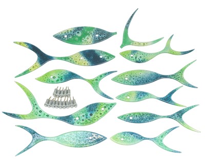 Lot 560 - Jo Downs - Schoaling fish wall art.