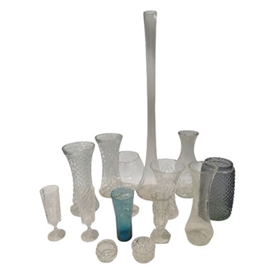 Lot 137 - A collection of glass vases, including Cut &...