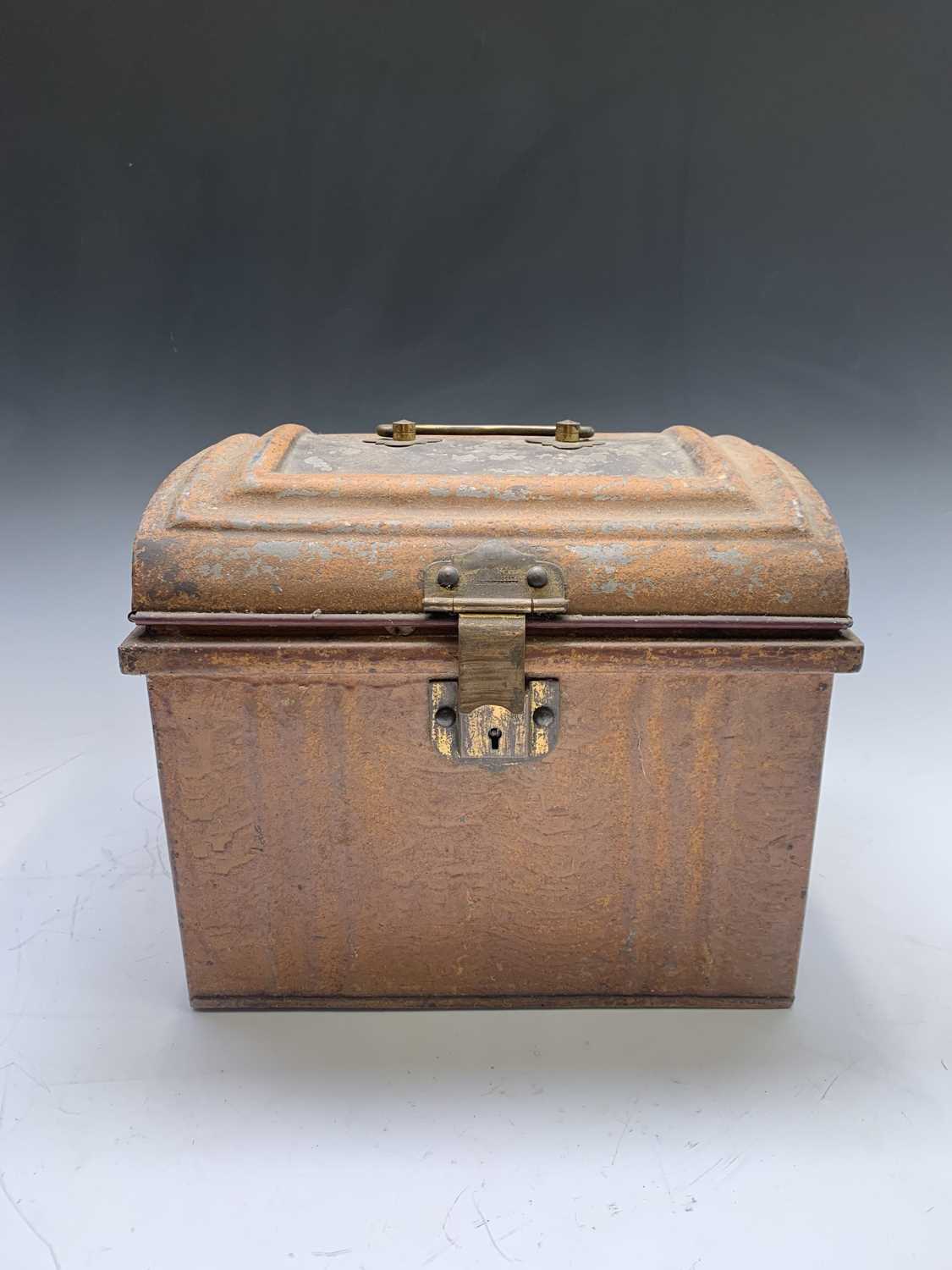 Lot 133 - A late Victorian small tin trunk, with domed...