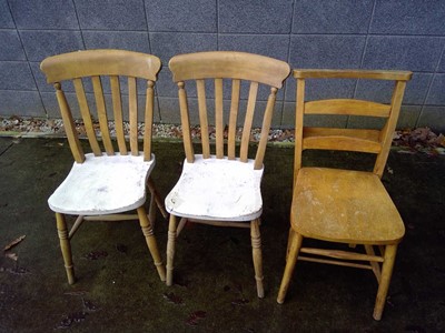 Lot 169 - A Beech Chapel Chair and Two Beech Chairs.