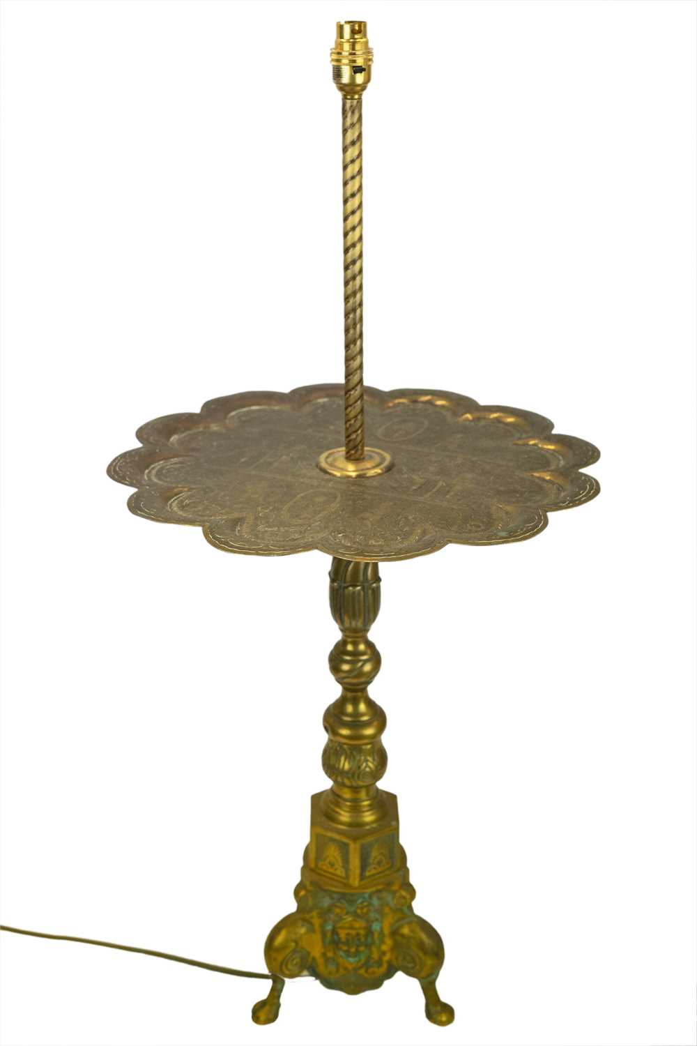 Lot 38 - A brass side table with integrated lamp.