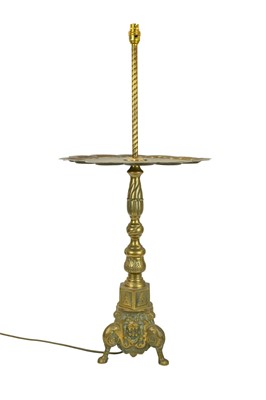 Lot 38 - A brass side table with integrated lamp.