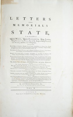 Lot 59 - Arthur Collins (compiler) and Sir Henry Sydney et al