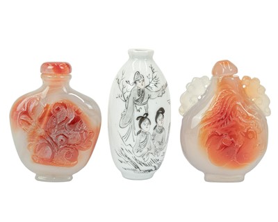 Lot 394 - Three Chinese snuff bottles.