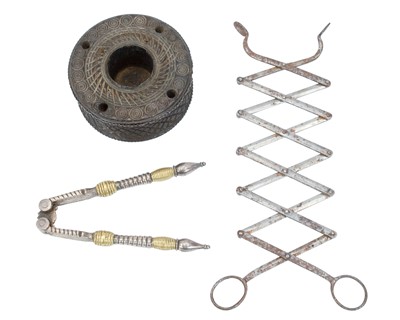 Lot 733 - A pair of George III steel ember tongs.