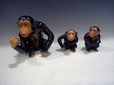 Lot 14 - Three Vintage Sylvac Chimpanzee Figures. The...