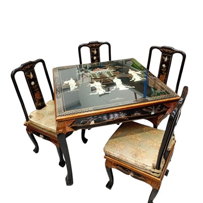 Lot 6 - A Modern Lacquered Dining Table and Four...