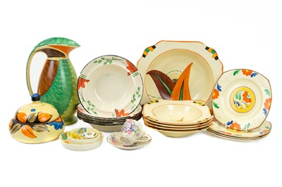 Lot 217 - A collection of handpainted Art Deco ceramics.
