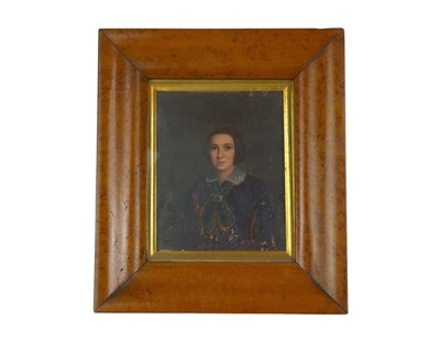 Lot 290 - A miniature overpainted photographic portrait.