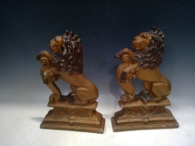 Lot 1 - A Pair of Cast Iron Lion Doorstops. The Lions...