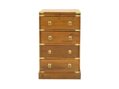 Lot 942 - A small brass bound teak campaign chest.