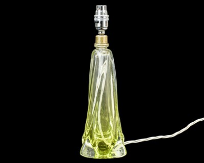 Lot 690 - A Val St Lambert uranium green glass table lamp.