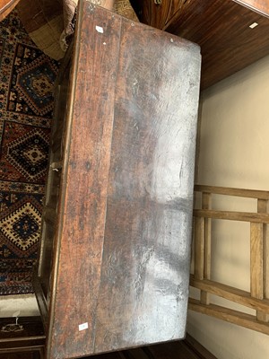 Lot 741 - An 18th century oak panel coffer.