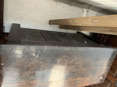Lot 741 - An 18th century oak panel coffer.