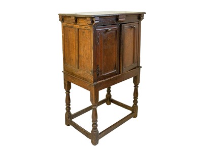 Lot 667 - A Charles II oak food hutch or cupboard.