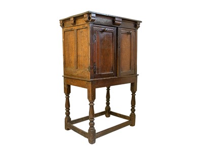 Lot 667 - A Charles II oak food hutch or cupboard.