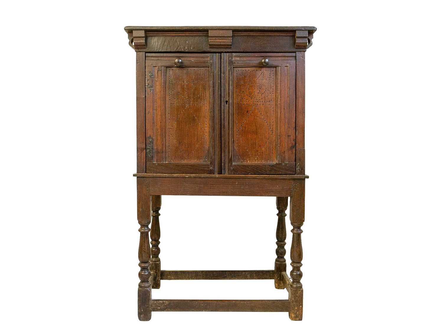 Lot 667 - A Charles II oak food hutch or cupboard.