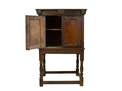 Lot 667 - A Charles II oak food hutch or cupboard.